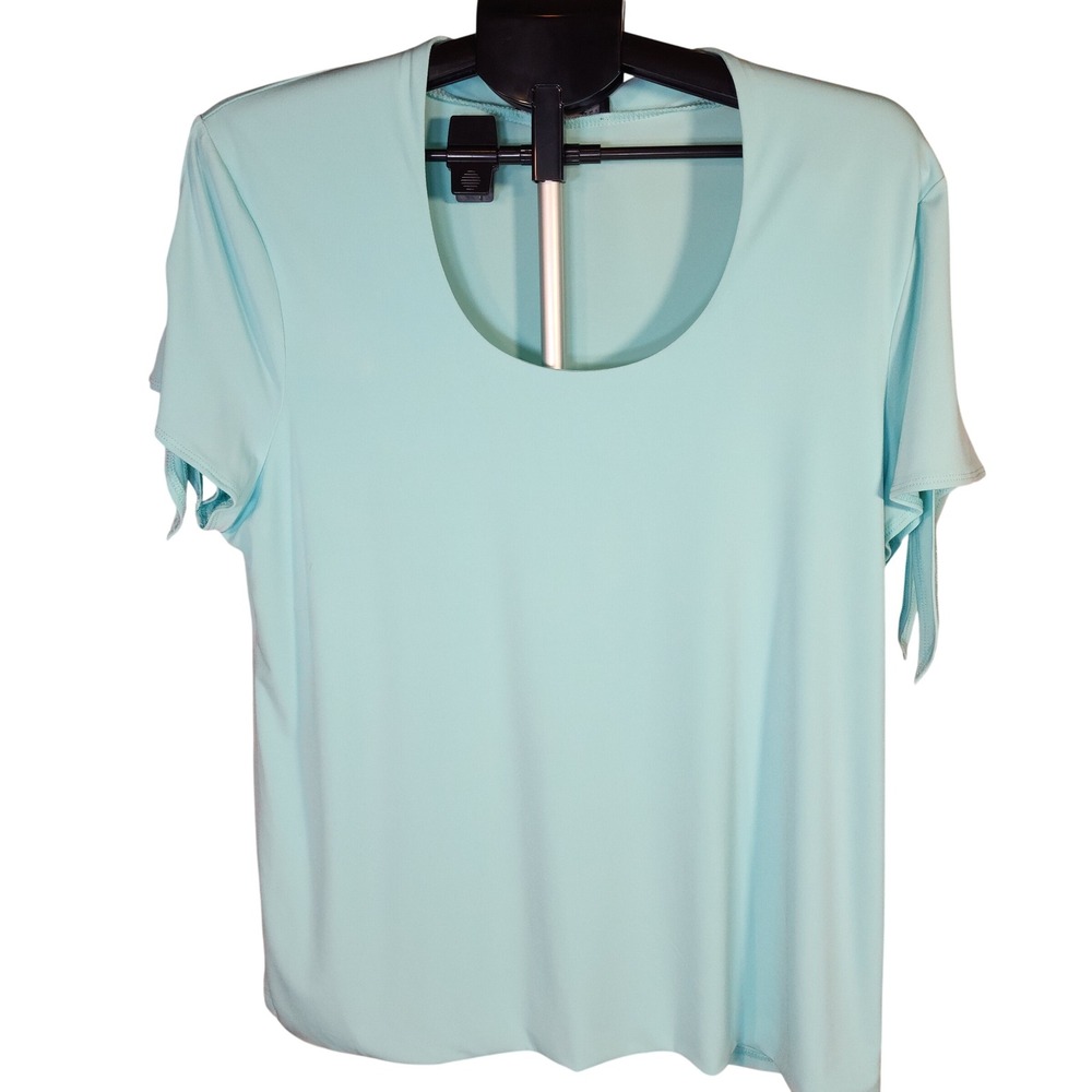 Grace Elements Blue Caribe Surf Scoop‎ Neck Tie Sleeve Top XL NWT